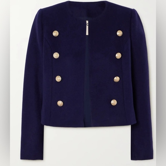 L’Agence collarless wool blend jacket blazer jacket navy NWT - Picture 1 of 12
